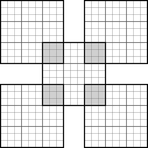 Printable Samurai Sudoku Grid
