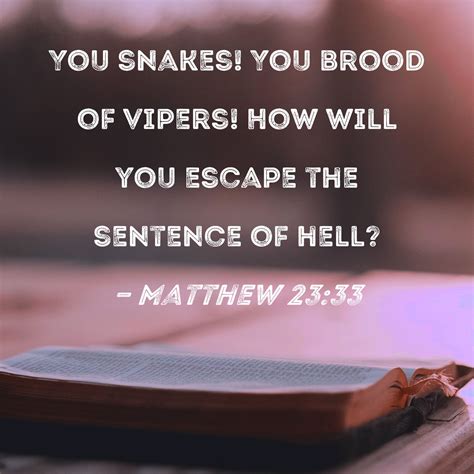 Matthew 2333 You Snakes You Brood Of Vipers How Will You Escape The