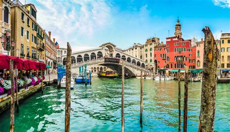 Famous Canal Grande With Historic Rialto Bridge In Venice Italy Stock