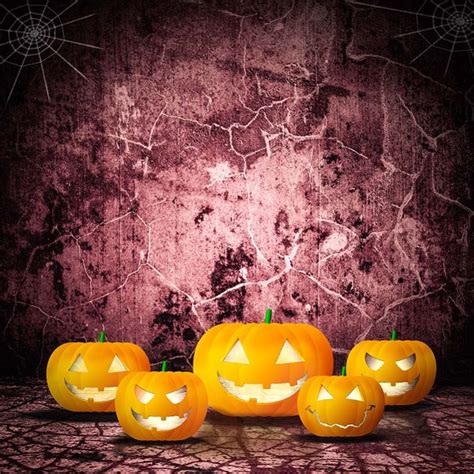 New Halloween Five Pumpkin Theme Photography Backdrop Sale