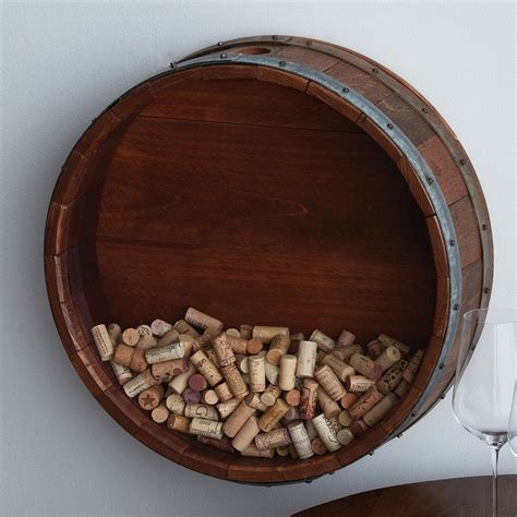 Reclaimed Wine Barrel Head Cork Collectors Display Wine Barrel Wine