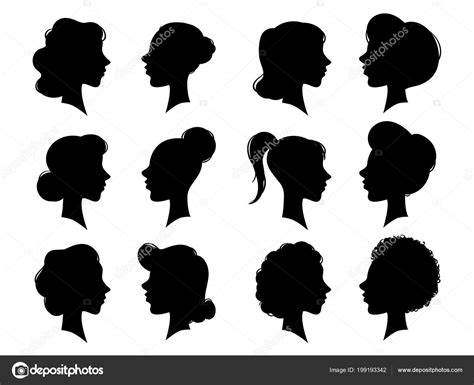 Adult And Young Womans Vintage Side Faces Silhouette Woman Face Profile Or Female Head