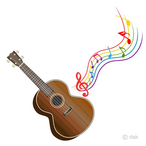 Ukulele And Colorful Music Note Clip Art Free Png Image｜illustoon