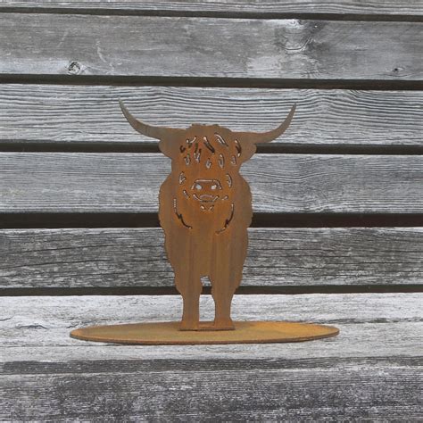 Rusty Metal Highland Cow Outdoor And Garden T Highland Cow Etsy Uk