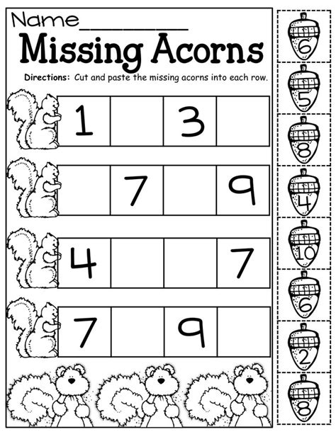 Kindergarten Math Worksheets Missing Numbers