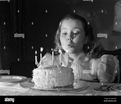 Child Birthday Cake Five Candles Black And White Stock Photos And Images