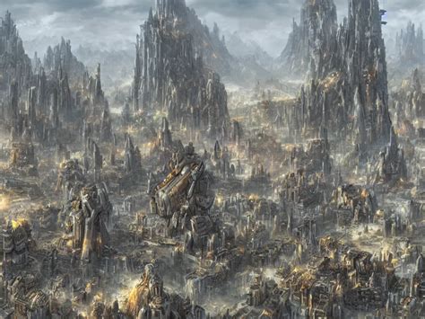 A Matte Painting Of A Warhammer 40k Hive Cityfeatured Stable Diffusion