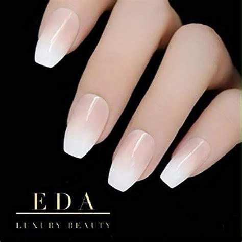 Amazon Eda Luxury Beauty Natural Nude Pink Ombre White French Luxe Design Press On Nails