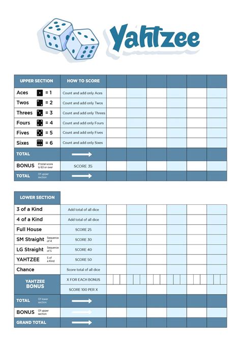 Pdf Printable Free Printable Yahtzee Score Sheets 2 Per Page