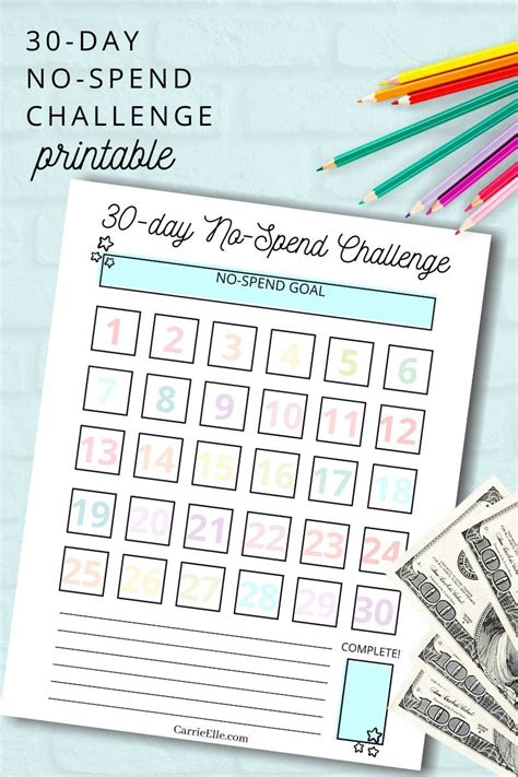 Free 30 Day No Spend Challenge Printable No Spend Challenge Budget