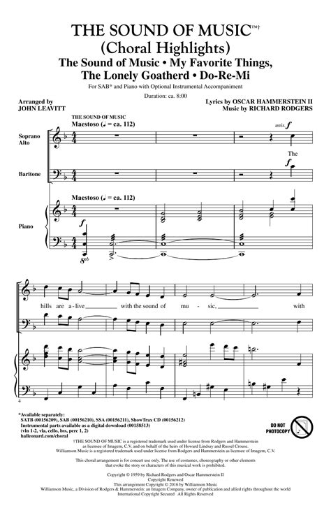 The Sound Of Music Choral Highlights Arr John Leavitt Sheet Music Rodgers Hammerstein