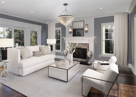 Elegant Transitional White And Grey Living Room Decor Living Room