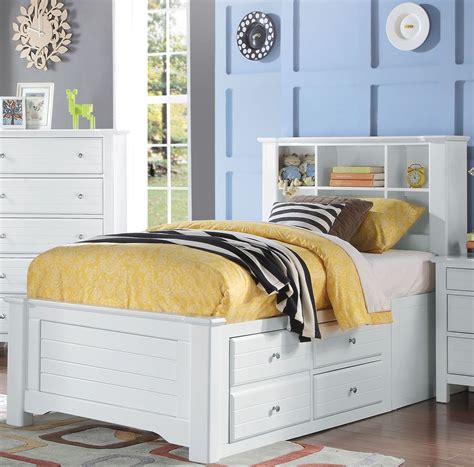 Acme Mallowsea White Twin Bookcase Storage Bed Mallowsea Collection
