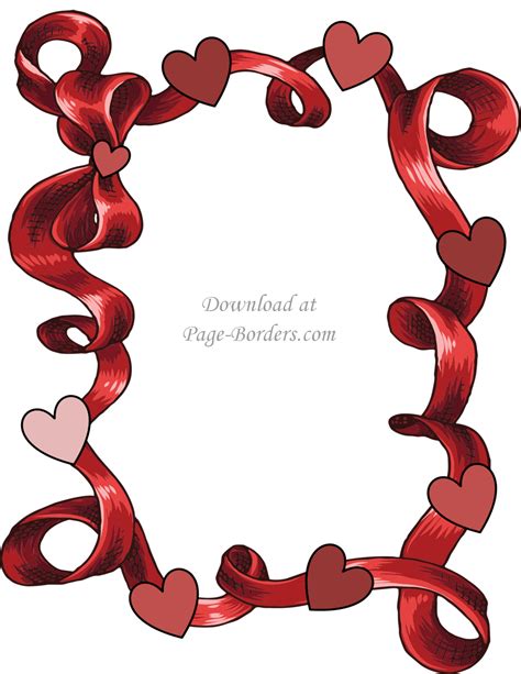 Red Hearts Border Frame Coloring Page