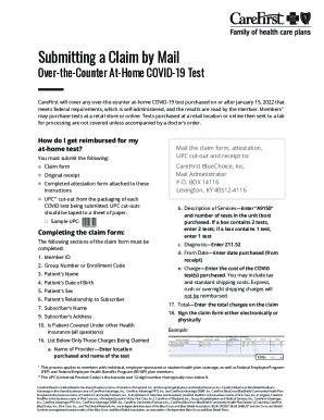 Fillable Online Over The Counter Covid Test Mail In Claim Form Fax