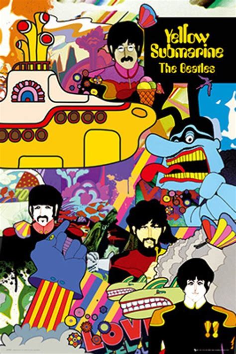 The Beatles Yellow Submarine Collage Poster 24 X 36 The Blacklight Zone