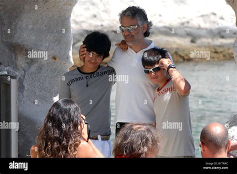 Andrea Bocelli His New Girlfriend Veronica Berti And His Two Sons Amos And Matteo Relaxing In