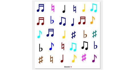 Colorful Musical Notes And Symbols Sticker Zazzle