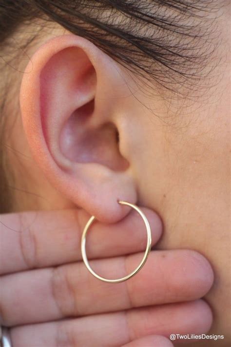Thin Gold Hoop Earrings Small 24mm Hoop 14k Gold Filled Etsy Artofit