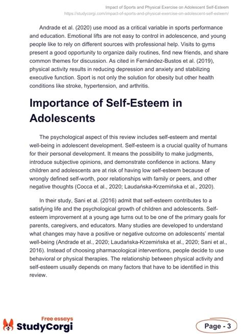 Impact Of Sports And Physical Exercise On Adolescent Self Esteem Free