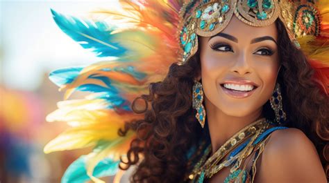 beautiful brazilian woman in carnival costume portrait photography outdoor setting bright