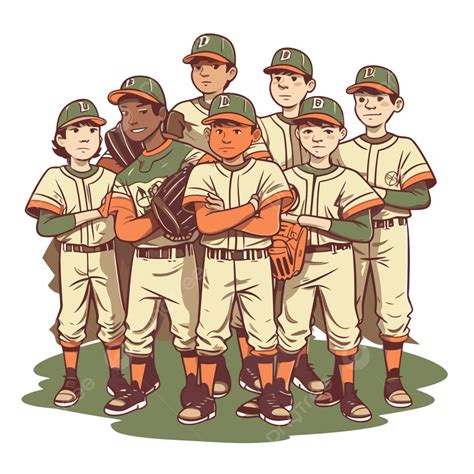 Baseball Team Vector Sticker Clipart Boys Baseball Team Cartoon