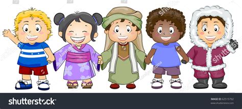 Illustration Featuring Kids Various Races Ethnicity Stock Vector