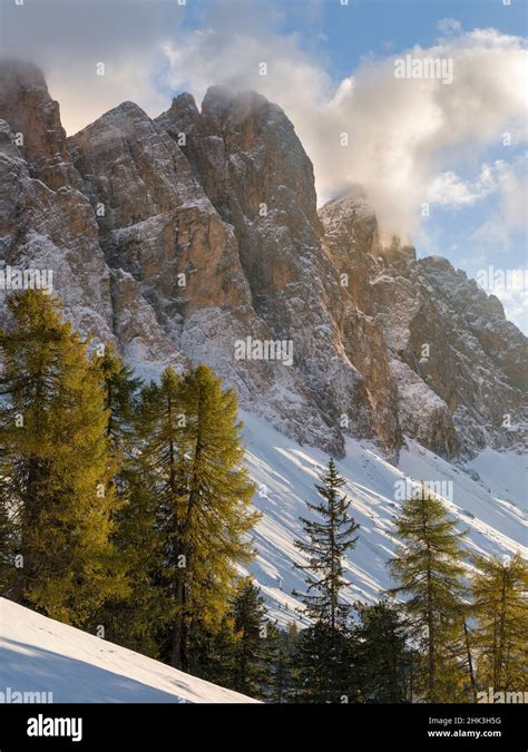 Geisler Mountain Range In The Dolomites Of The Villnoss Valley In South