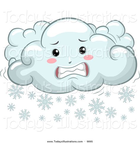 Clipart Of A Cold Shivering Snow Cloud By Bnp Design