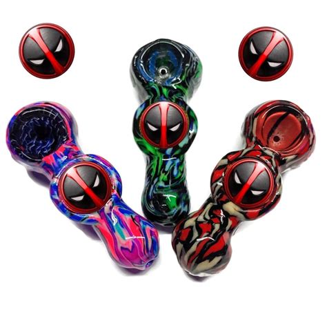 Custom Deadpool Glass Smoking Pipe Girly Pipes Unique Glass Etsy