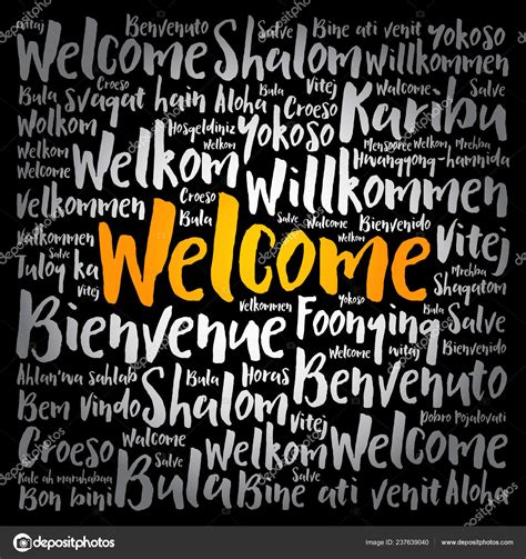 Welcome Word Cloud Different Languages Conceptual Background Stock