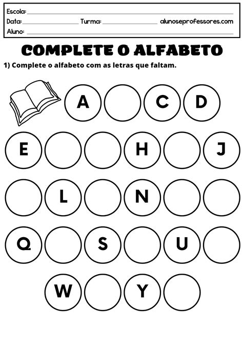 Atividades Para Completar O Alfabeto Para Imprimir Alunos E Professores