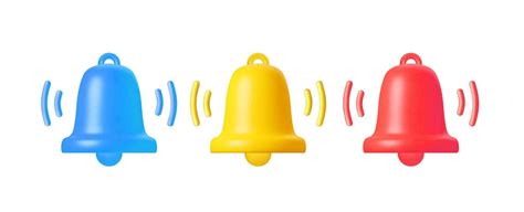 3d Render Yellow Bell Notifications Set Of Bells Icon Ringing