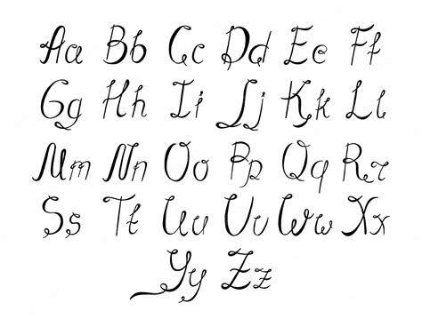 Alfabeto De Letras Fuente De Caligrafía Negra En Tipo Cursivo Elementos