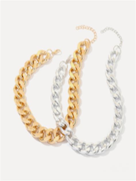 Buy Urbanic Set Of Silver Toned Gold Toned Statement Chains