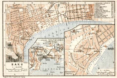 Old Map Of Baku Bakı In 1914 Buy Vintage Map Replica Poster Print Or