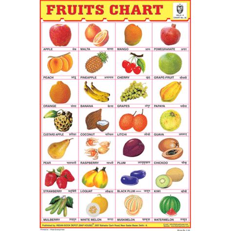 Fruits Chart 28 Photo Size 12x18 Inchs 300gsm Artcard