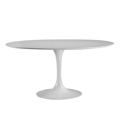 60 Oval White Tulip Style Dining Table Lacquered Chip Resistant Wood