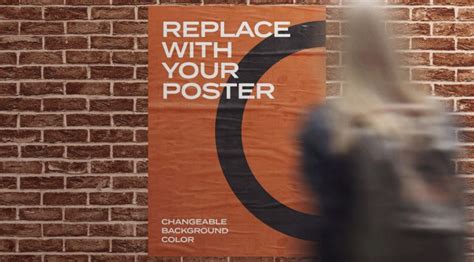 Download A Glued Poster Photoshop Mockup on a Brick Wall