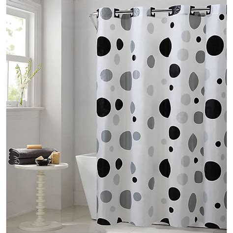 Hookless Retro Dots Shower Curtain In Blackgrey Bed Bath And Beyond