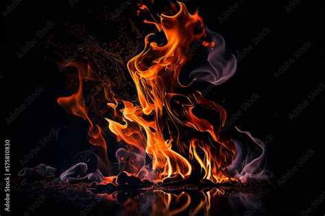 Beautiful Picture Of Pentecostal Fire Flame Black Background Stock