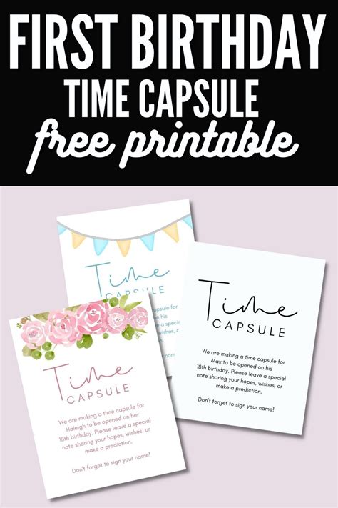 Free Printable Time Capsule Instruction And Message Cards In 2022
