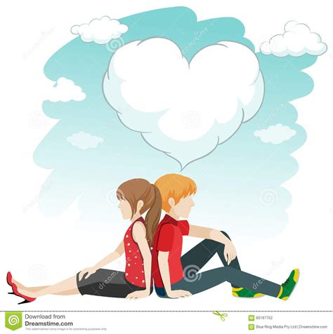 Man And Woman Sitting Back To Back Stock Illustration - Illustration of ...