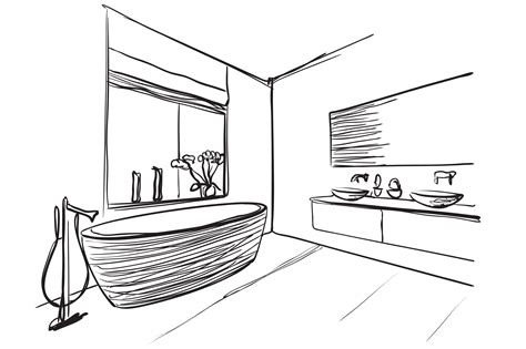 Bathroom Interior Sketch ~ Illustrations ~ Creative Market