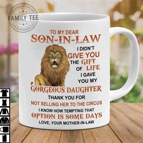 To My Dear Son In Law Lion Mug Nhd Son In Law Son In Law Ts Daughter Quotes