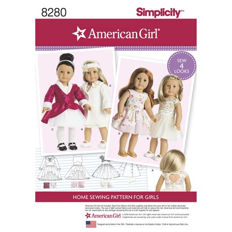 Simplicity Simplicity Pattern 8280 American Girl 18 Doll Clothes