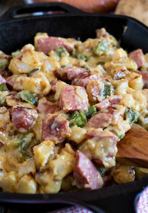 Heat a large skillet over medium heat for 2 minutes; Recipe Yummy | CHEESY SMOKED SAUSAGE SKILLET (With images ...