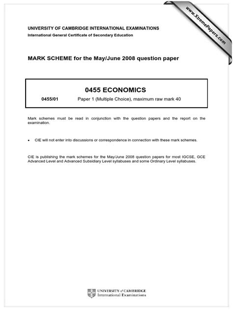 Describe how water is carried by the transpiration stream, 7 marks, 2009. 0455 Economics: MARK SCHEME for the May/June 2008 question ...