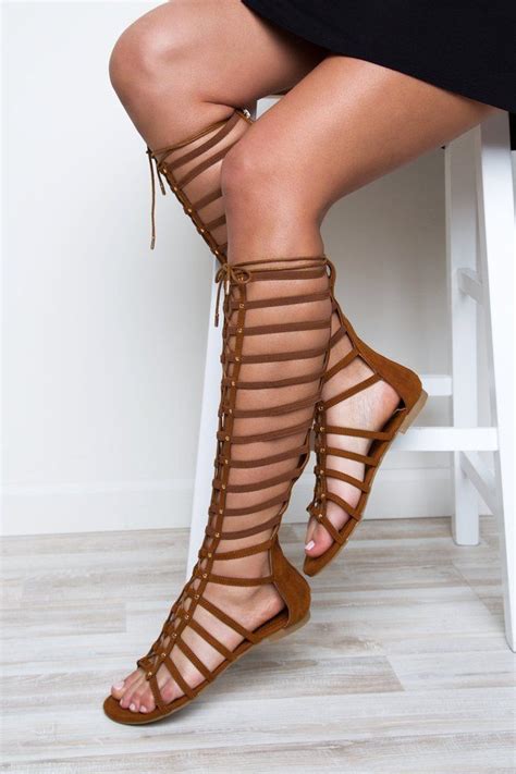 embody a greek goddess in these hera gladiator sandals in chestnut featuring a faux leather