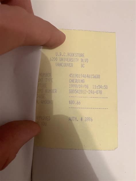 Found an old receipt of the UBC bookstore from 1999 in a used textbook